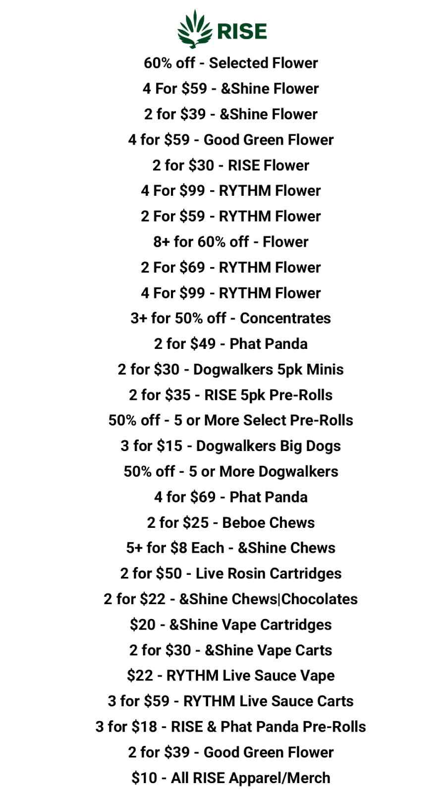 Flower, Concentrates, Vapes & More Deals