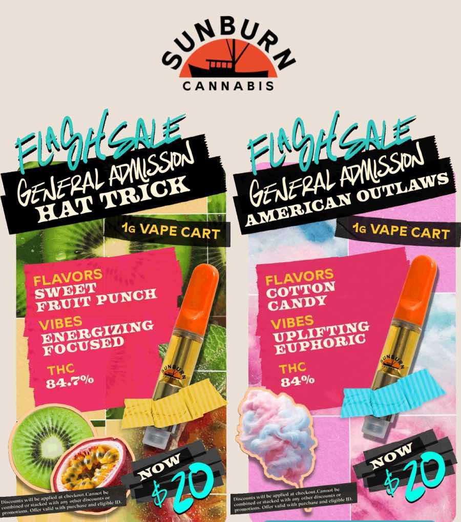 Flash Sale: 1G Vape Carts Now $20! - Cannabis deal image