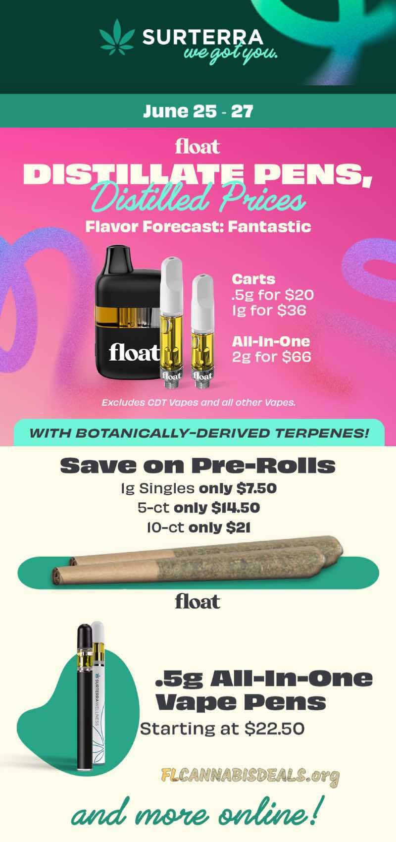 Distilled Pens & Pre-Roll Deals June 25-27