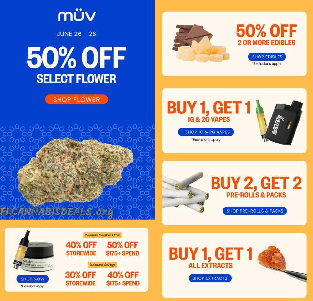 50% Off Flower, BOGO Vapes & Extracts