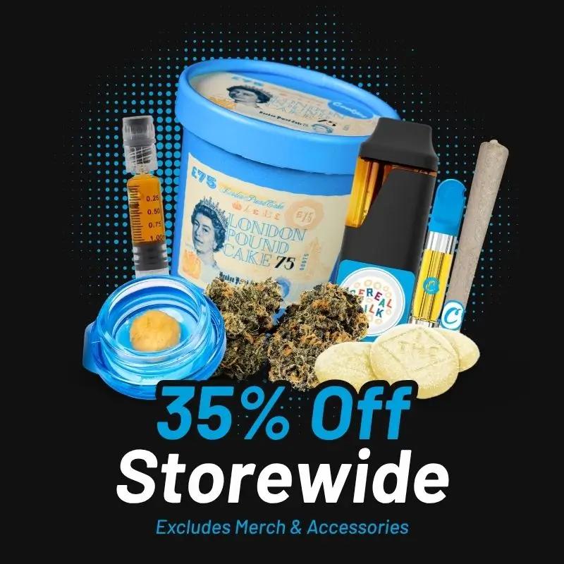 35% Off Storewide, Excludes Merch & Accessories - Cannabis deal image