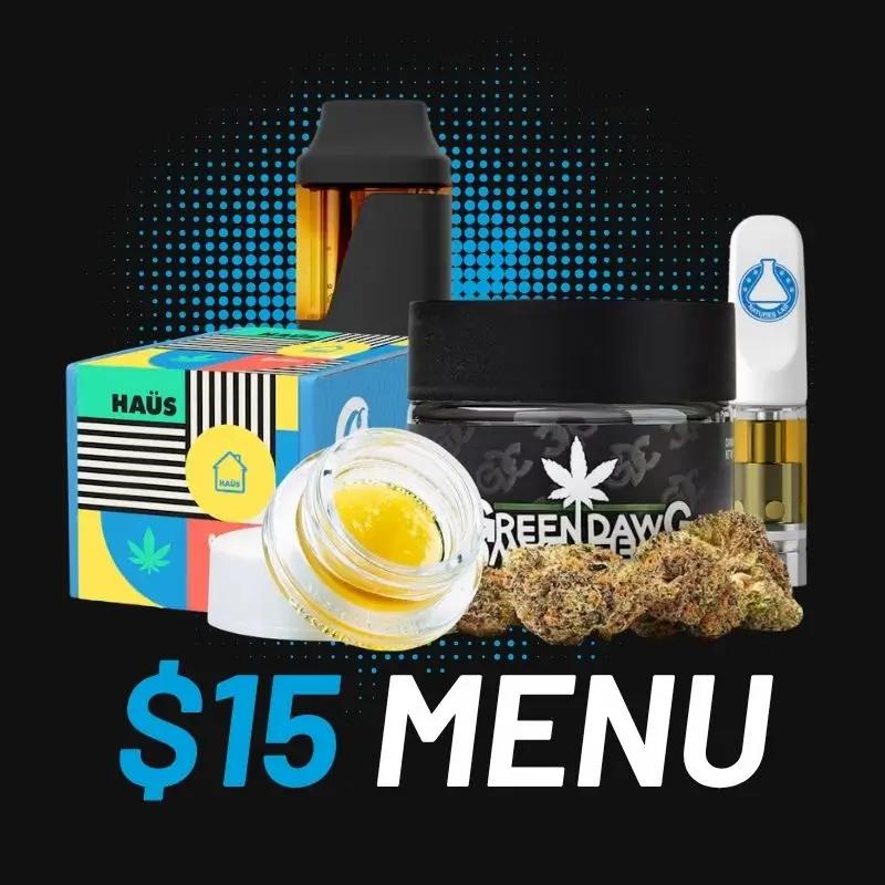 $15 Menu of Cannabis Products - Cannabis deal image