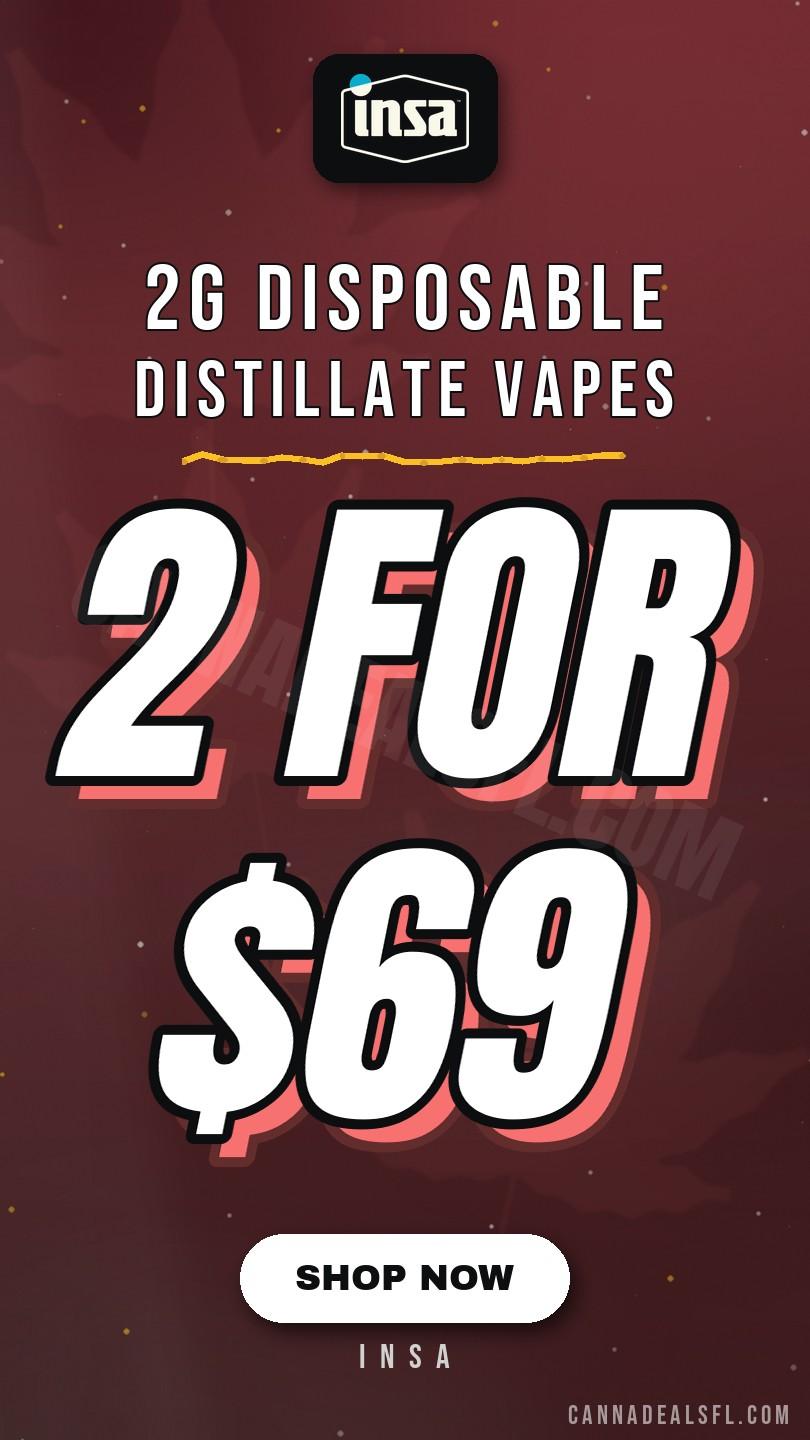 2g Disposable Distillate Vapes - 2 for $69
