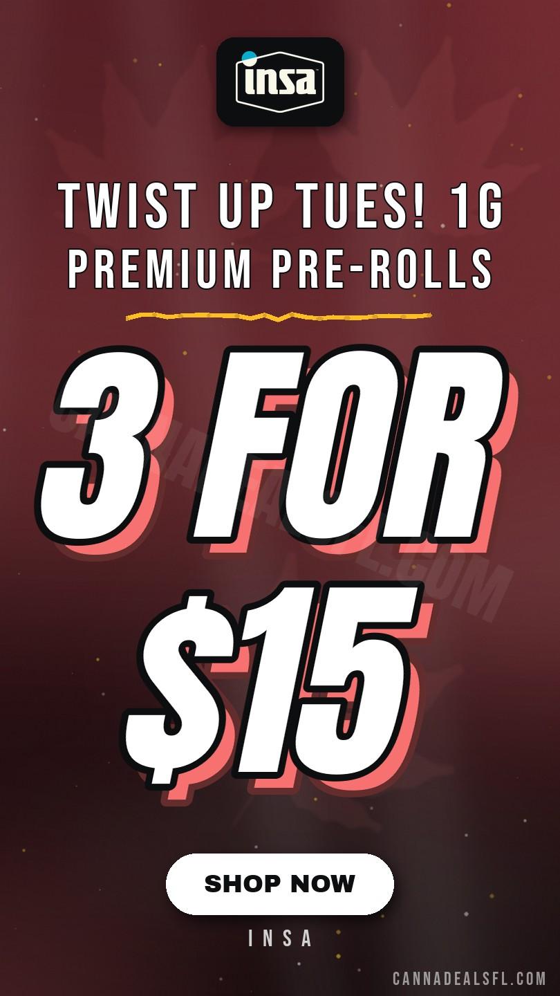 Twist Up Tues! 3 for $15 1G Premium Pre-Rolls