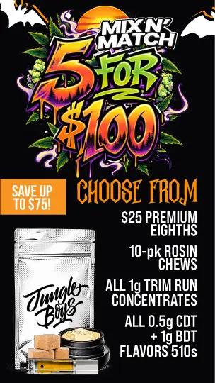 Mix N Match 5 For $100 - Cannabis deal image