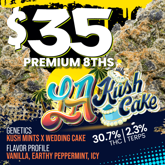 $35 Premium 8ths of LA Kush Cake