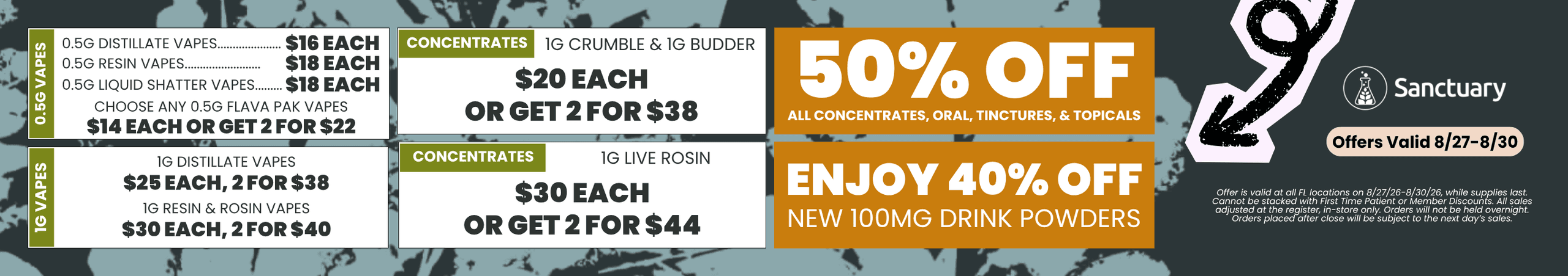 Save on Vapes, Concentrates, and Drink Powders