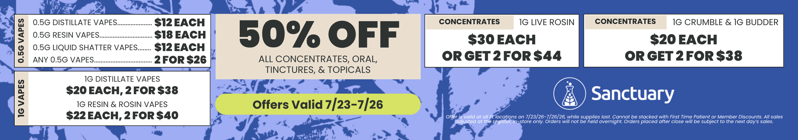 50% Off Concentrates & Vapes