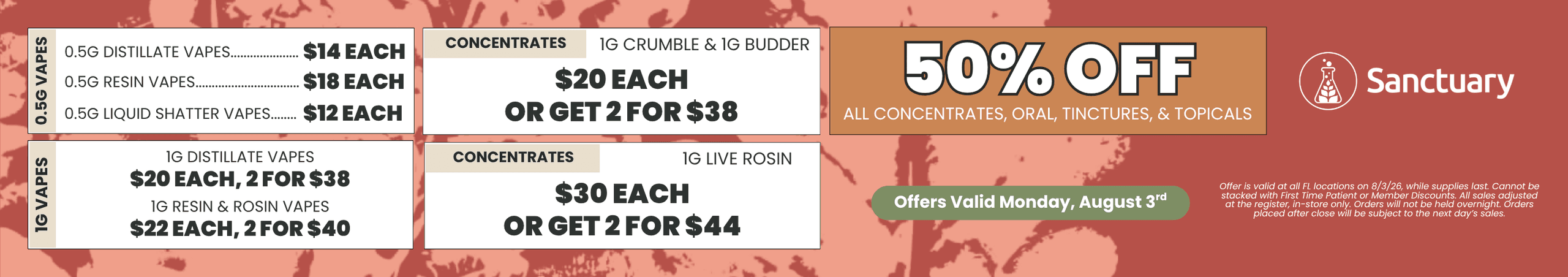 50% Off Concentrates & BOGO Vape Deals