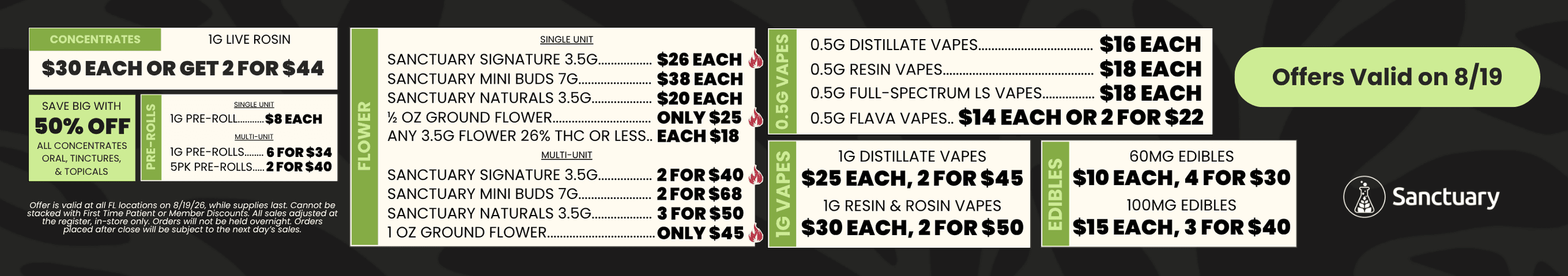 Concertrates, Flower, Vapes, and Edibles Deals