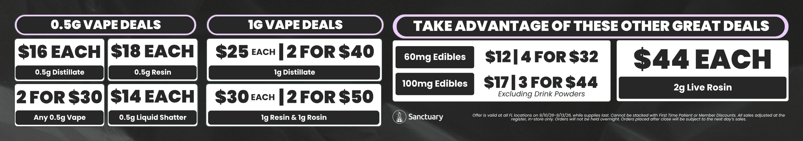 Vape & Edible Deals Plus Live Rosin