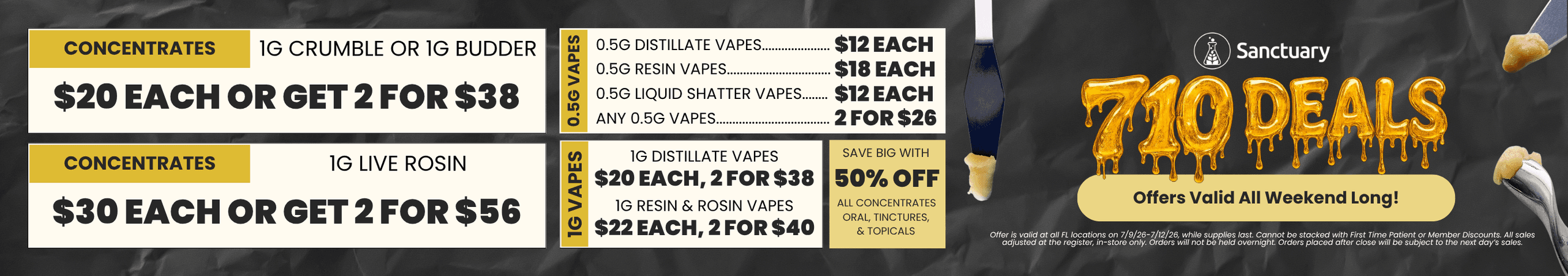 Weekend Deals on Concentrates & Vapes