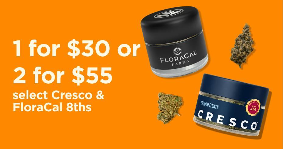 Cresco & FloraCal Eighths: 1 for $30 or 2 for $55 - Cannabis deal image