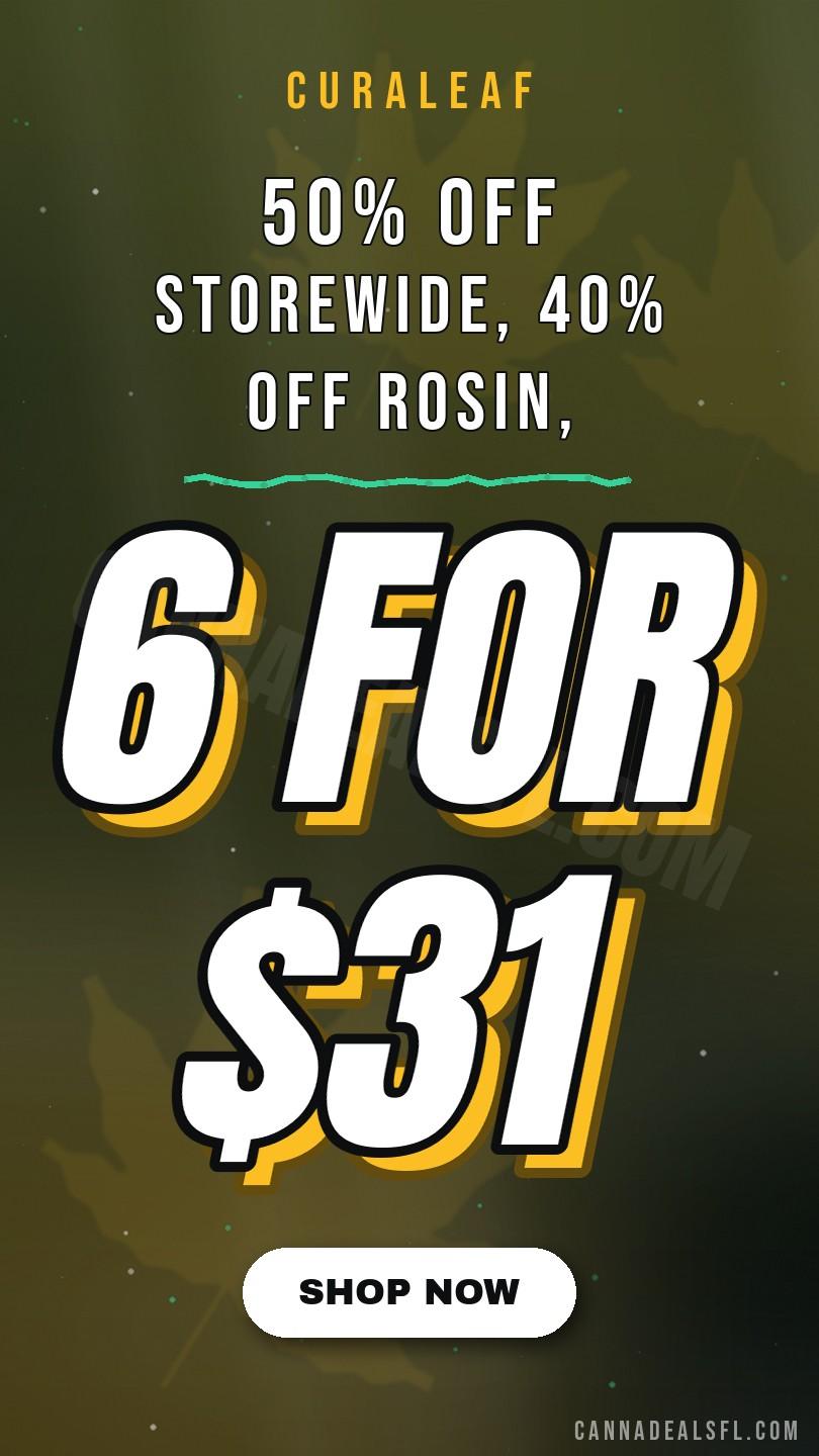 50% Off Storewide, 40% Off Rosin, 6 For $31 Pre-Rolls, And A Summer Menu Starting At $15 - Cannabis deal image