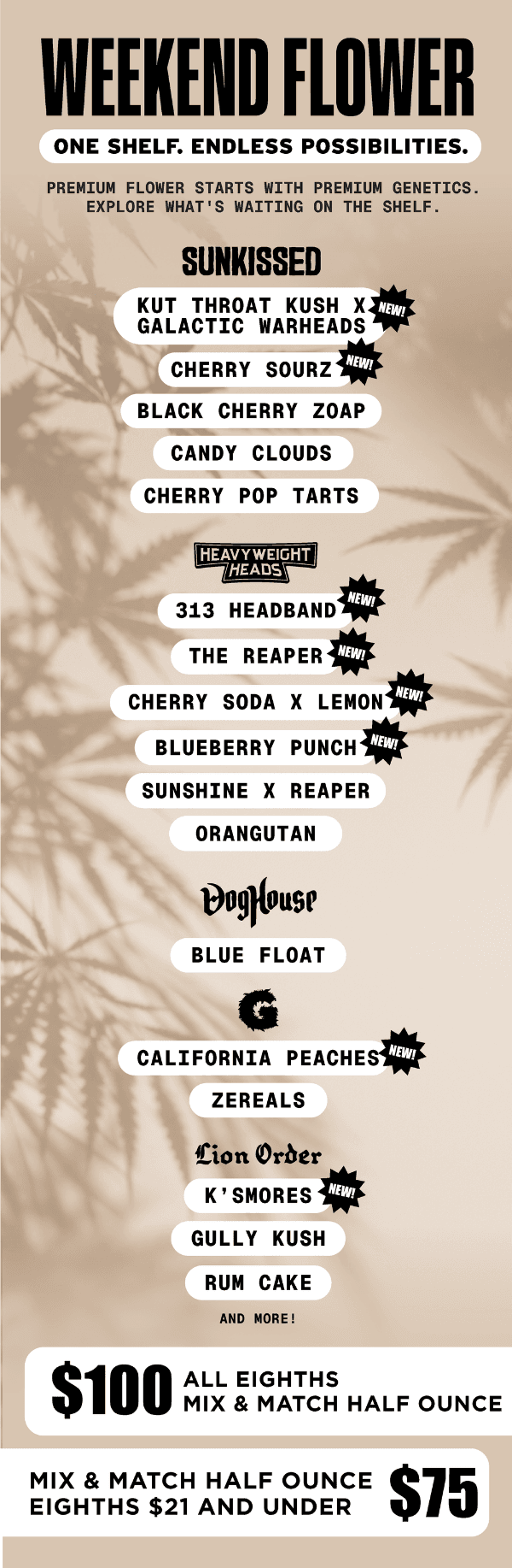 Weekend Flower Deals: $100 Half Ounce & More