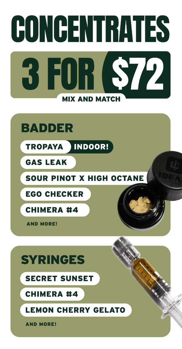 3 for $72 Concentrates Mix and Match