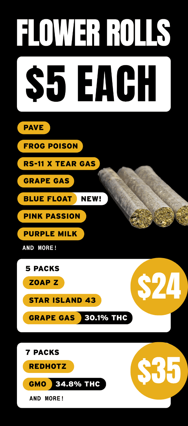 $5 Flower Rolls & $24 5-Packs - Cannabis deal image