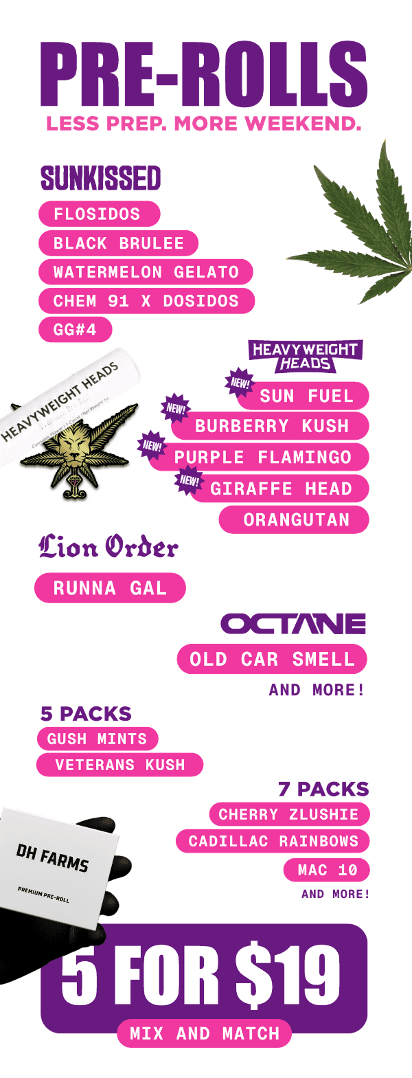 Pre-Roll Deals: 5 for $19 Mix and Match - Cannabis deal image