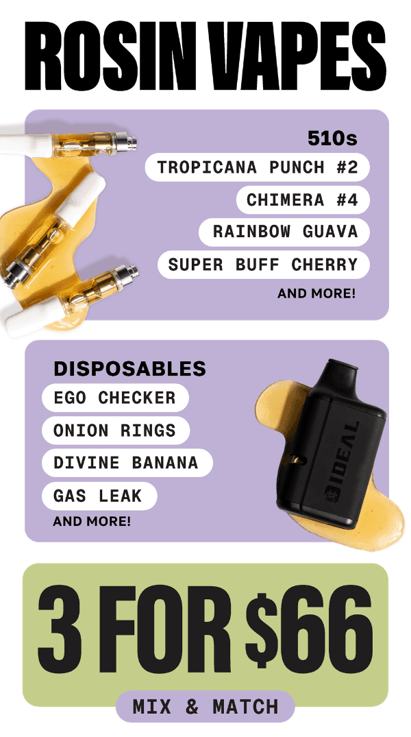 Rosin Vapes: 3 for $66 Mix & Match - Cannabis deal image
