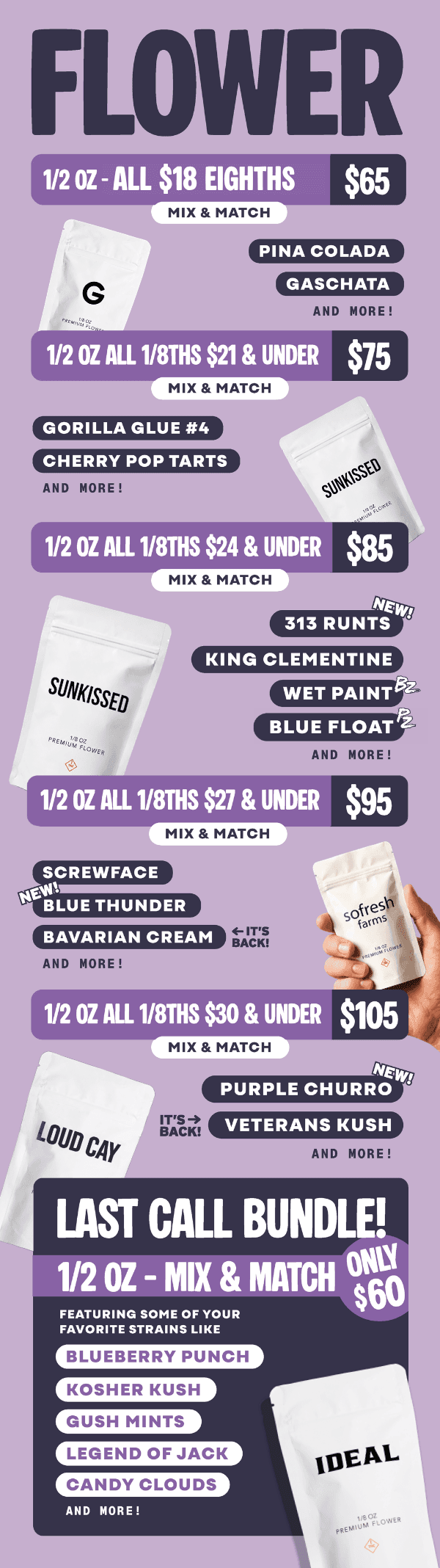 Flower Deals: Mix & Match Ounces and Half Ounces - Cannabis deal image