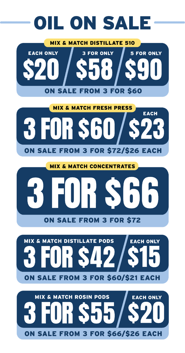 Oil On Sale: Mix & Match Concentrate Deals - Cannabis deal image