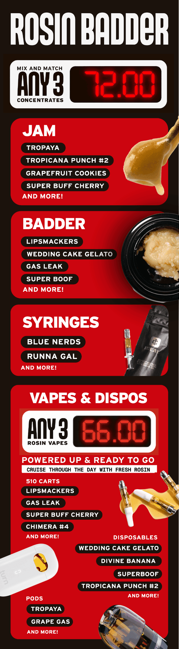 Mix and Match Rosin Concentrates & Vapes