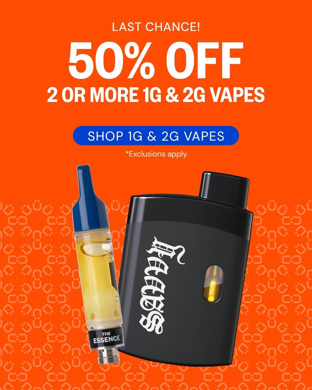 Last Chance: 50% Off Vapes!