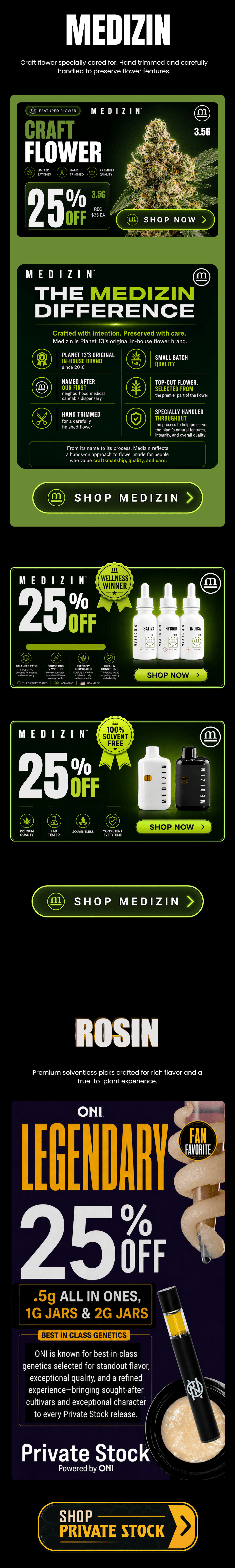 25% Off Flower, Wellness Products, & Rosin