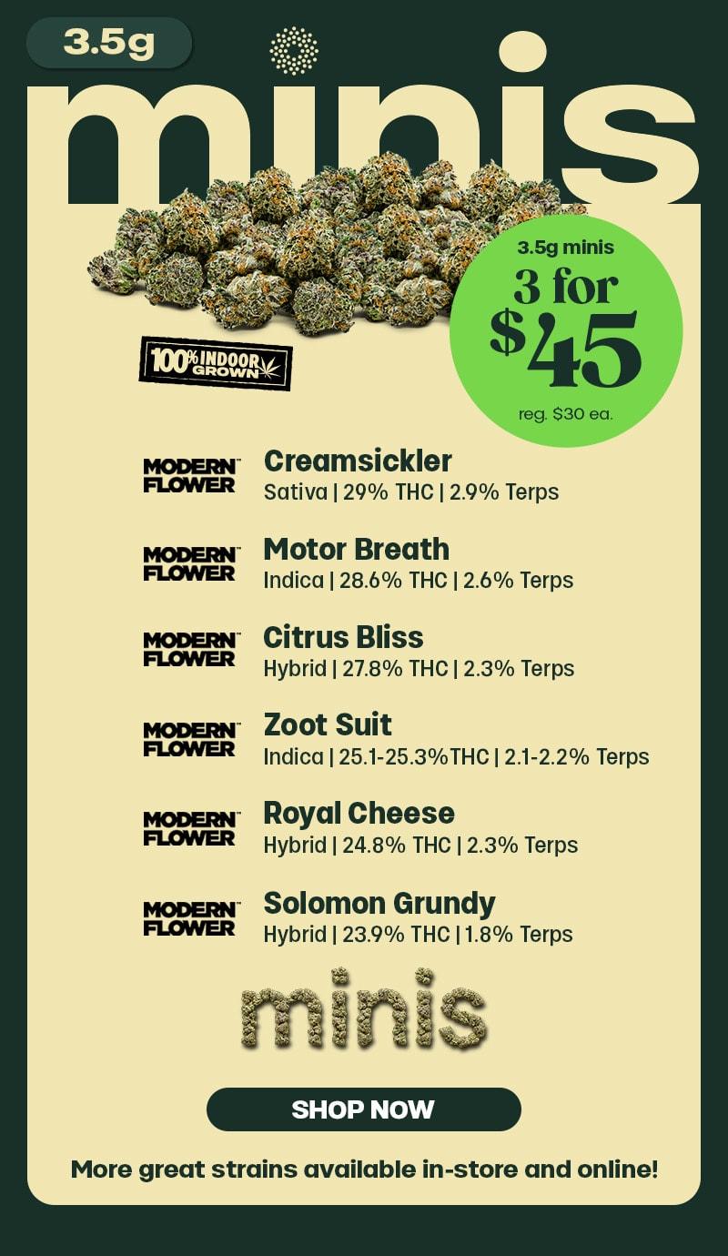 3.5g Minis 3 for $45 Deal - Cannabis deal image