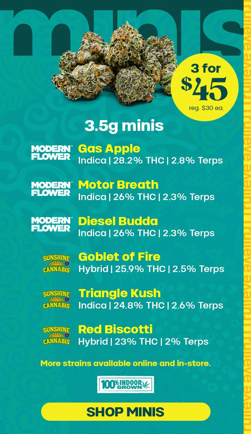 3 for $45 Minis & Featured Strains - Cannabis deal image