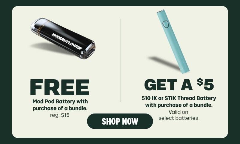Free Mod Pod Battery & $5 Thread Batteries - Cannabis deal image