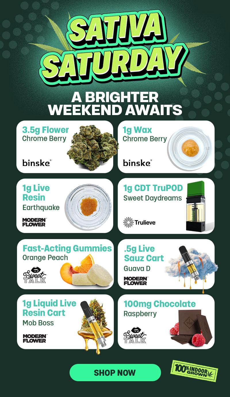 Sativa Saturday Deals: Flower, Wax, Carts & More