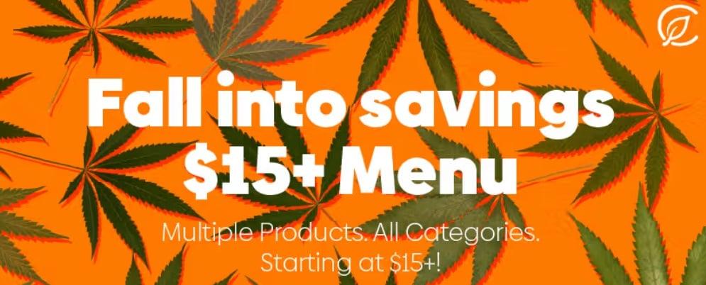 Fall into Savings $15+ Menu