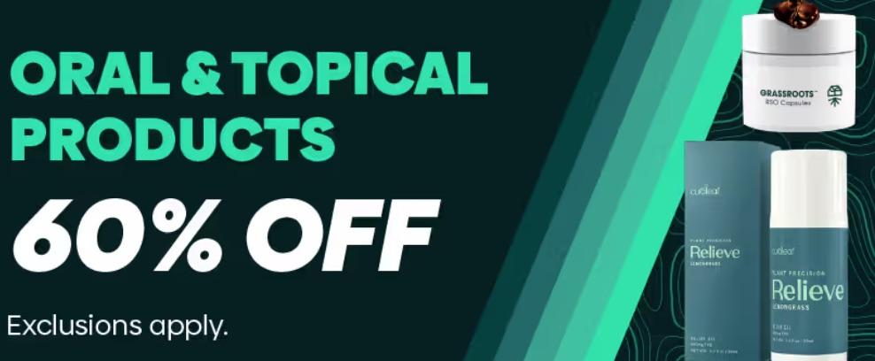 60% Off Oral & Topical Products - Cannabis deal image