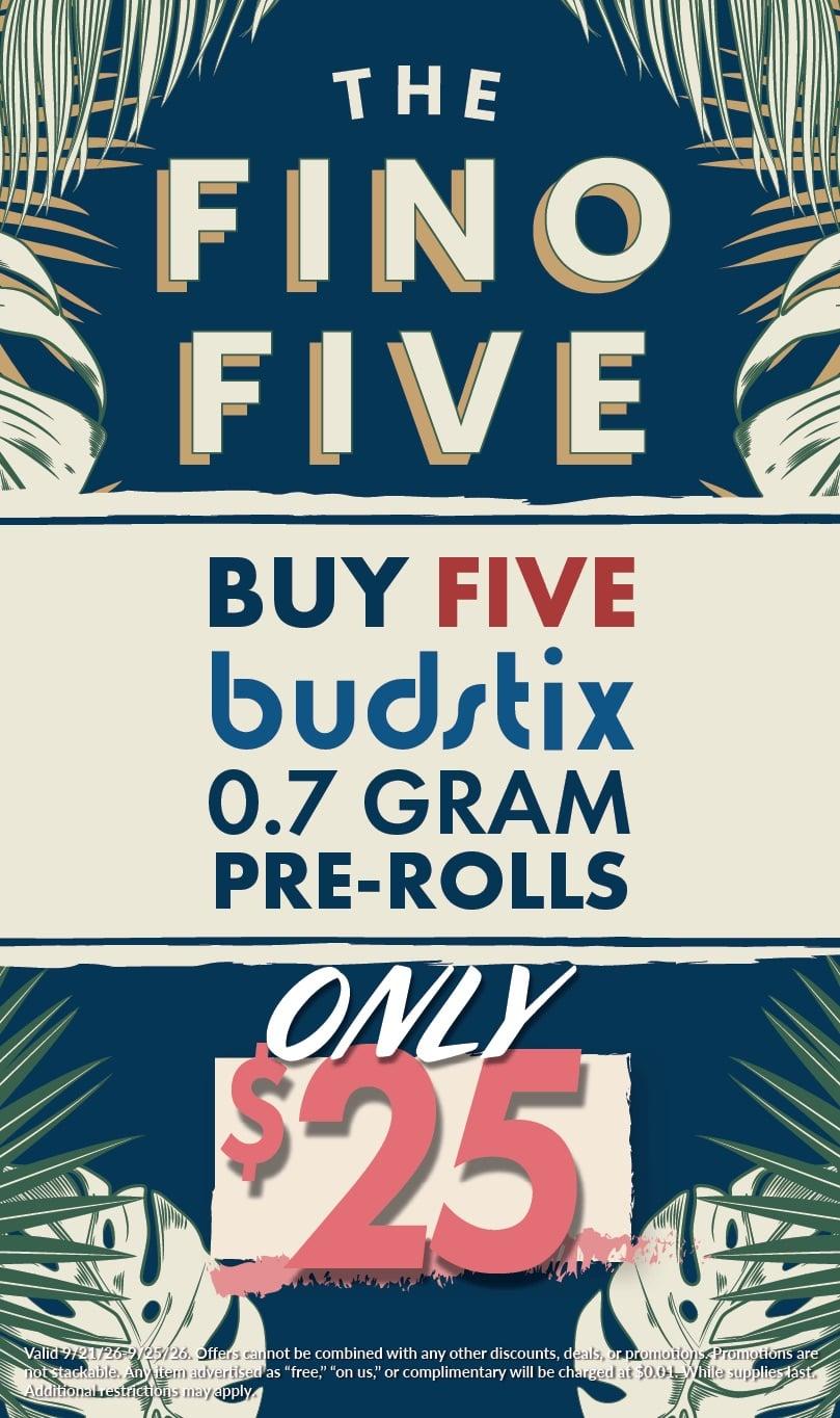 Buy 5 Budstix Pre-Rolls for $25 - Cannabis deal image
