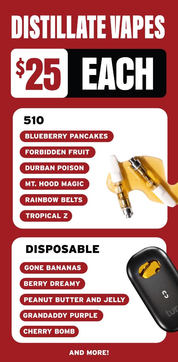 Distillate Vapes $25 Each