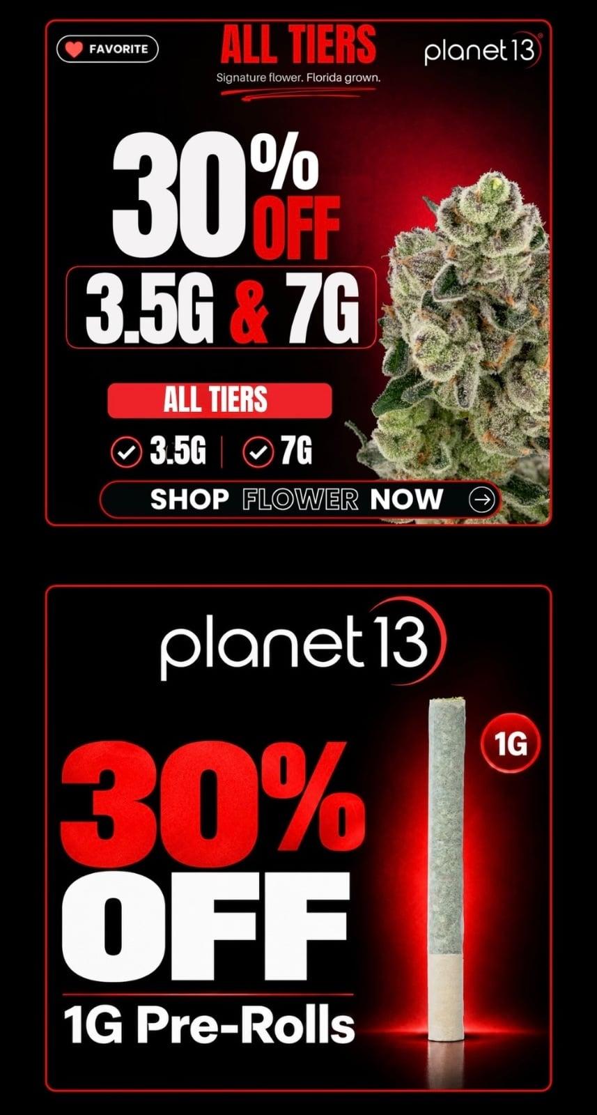 30% Off Flower & 1G Pre-Rolls