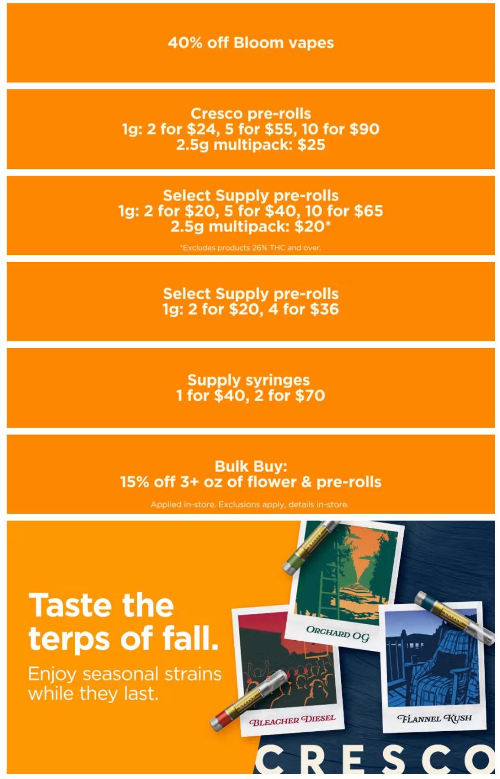 Vape, Pre-Roll, Syringe & Bulk Flower Deals