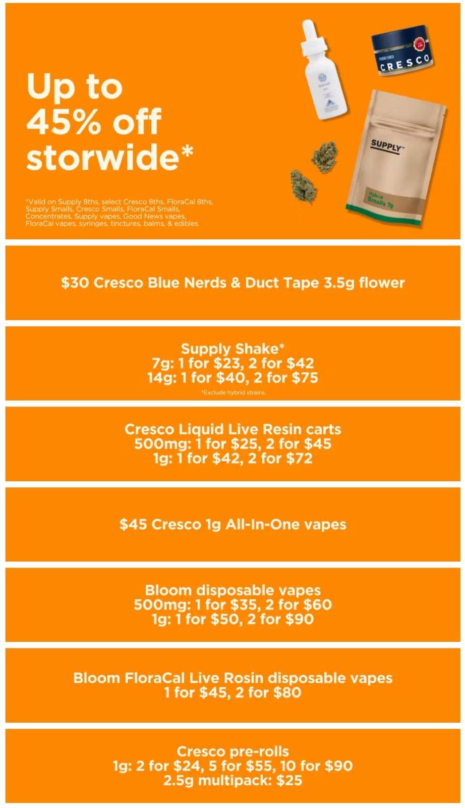 Storwide Deals on Flower, Vapes, and Pre-rolls
