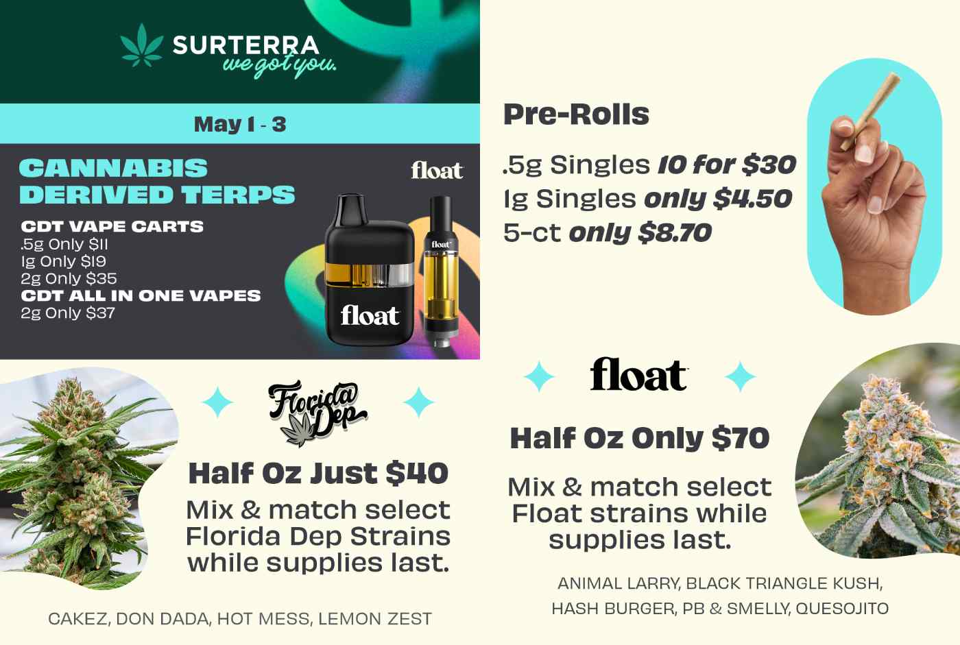 CDT Vapes, Pre-Rolls, & Half Ounce Deals - Cannabis deal image