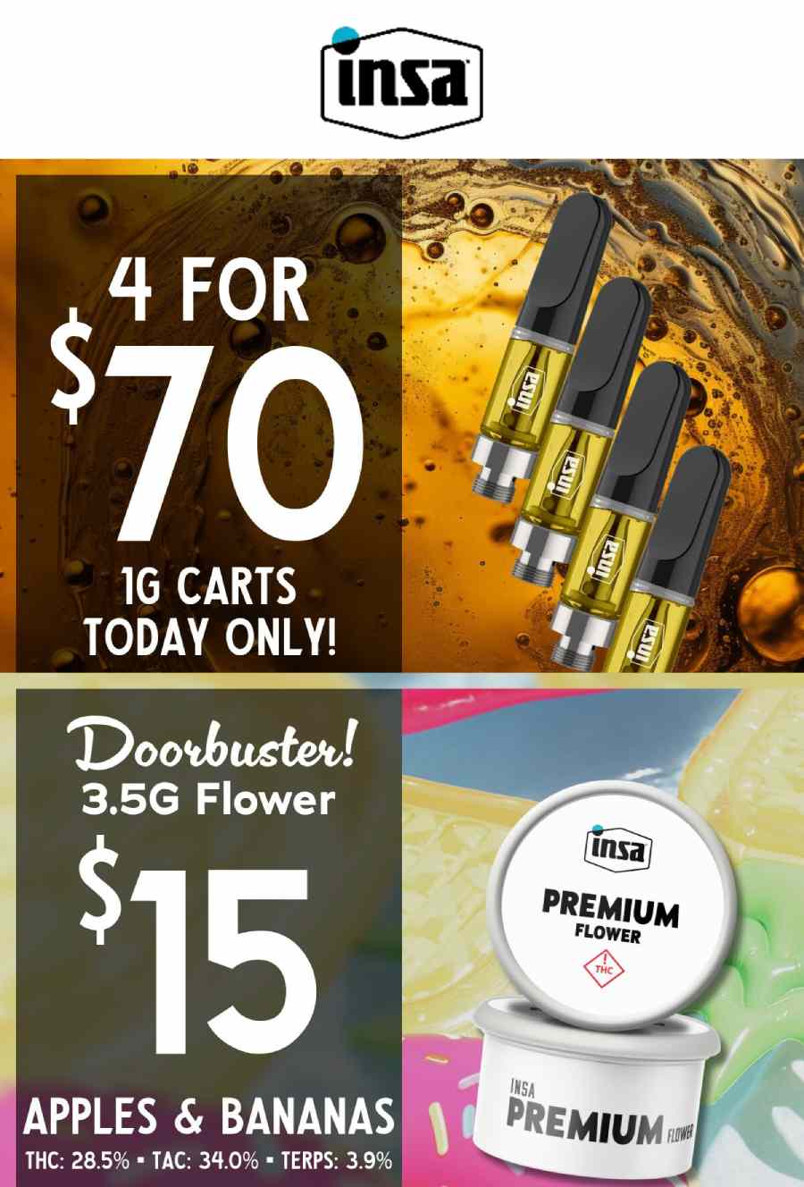 4 For $70 Carts & $15 Flower Deal - Cannabis deal image