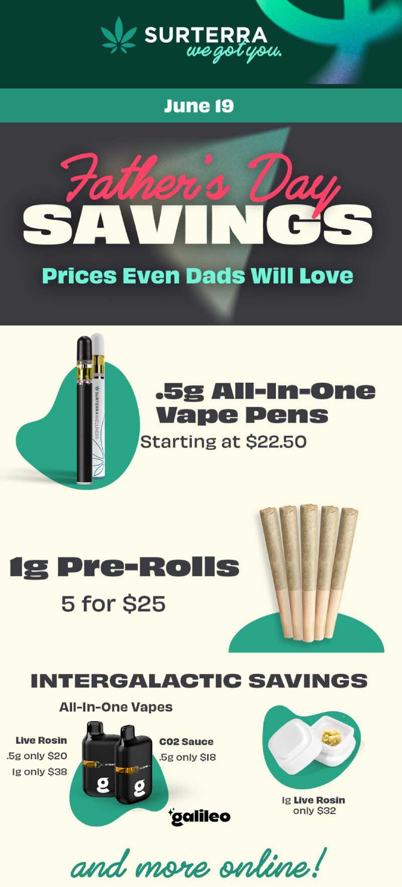 Father's Day Savings on Vapes & Pre-Rolls