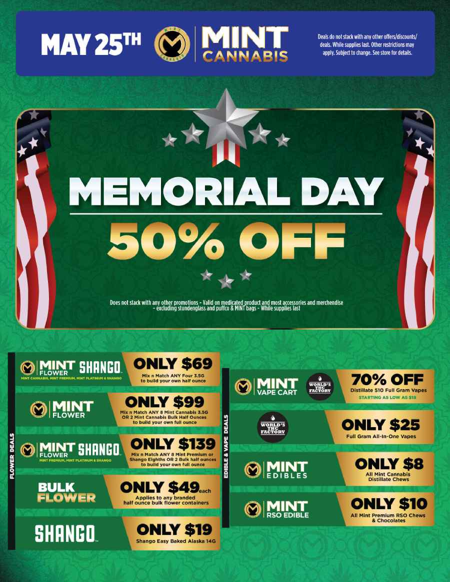 Memorial Day 50% Off & Vape Deals - Cannabis deal image