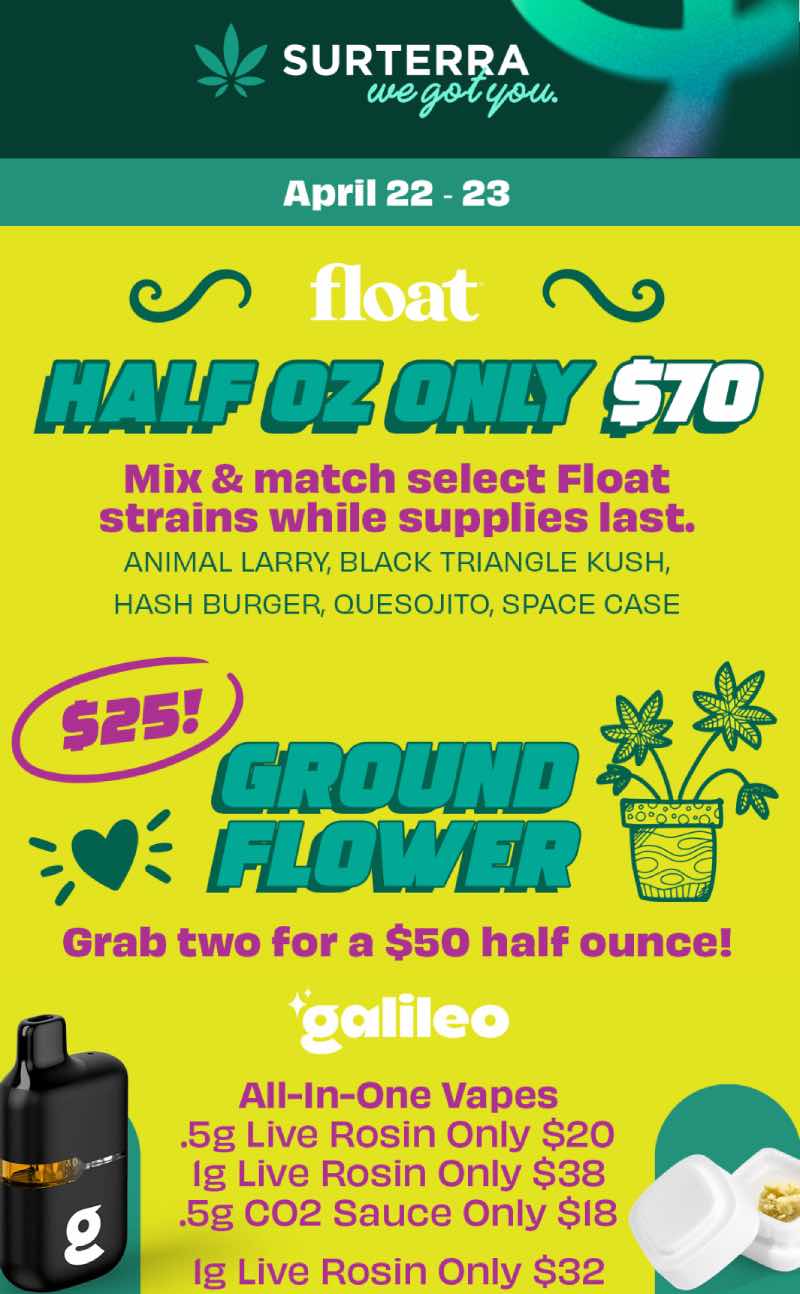 Float Half Oz & Ground Flower Deals - Cannabis deal image