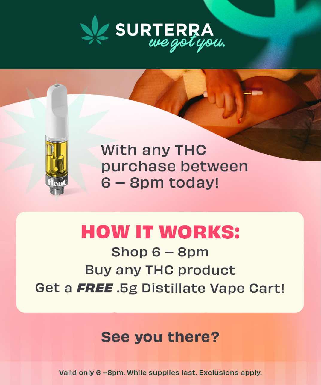 Buy THC Product, Get Free Vape Cart Today! - Cannabis deal image