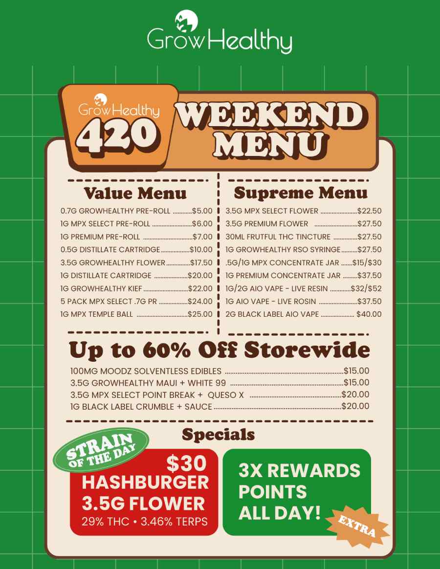 Weekend Menu Deals & 3X Rewards - Cannabis deal image