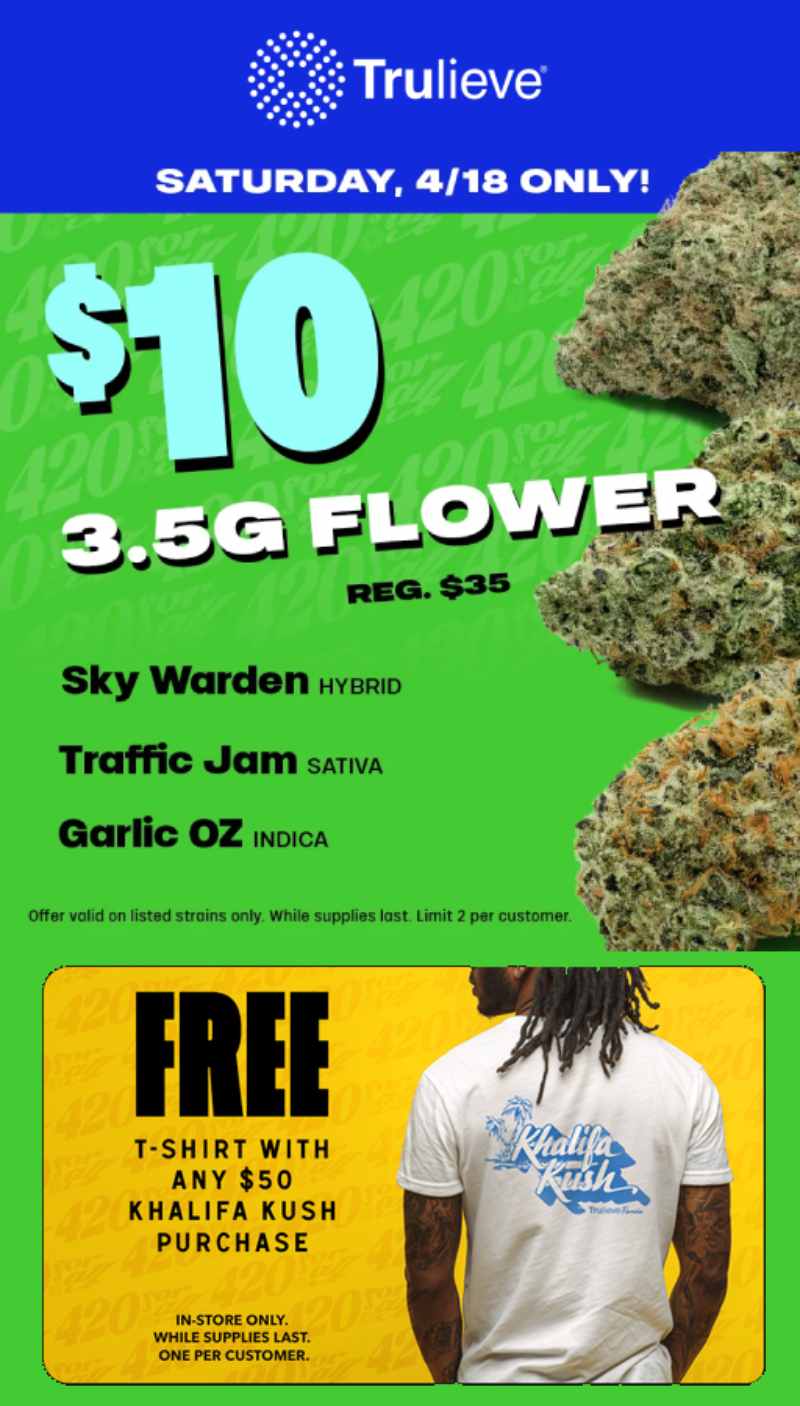 Saturday Flower Deal & Free T-Shirt - Cannabis deal image