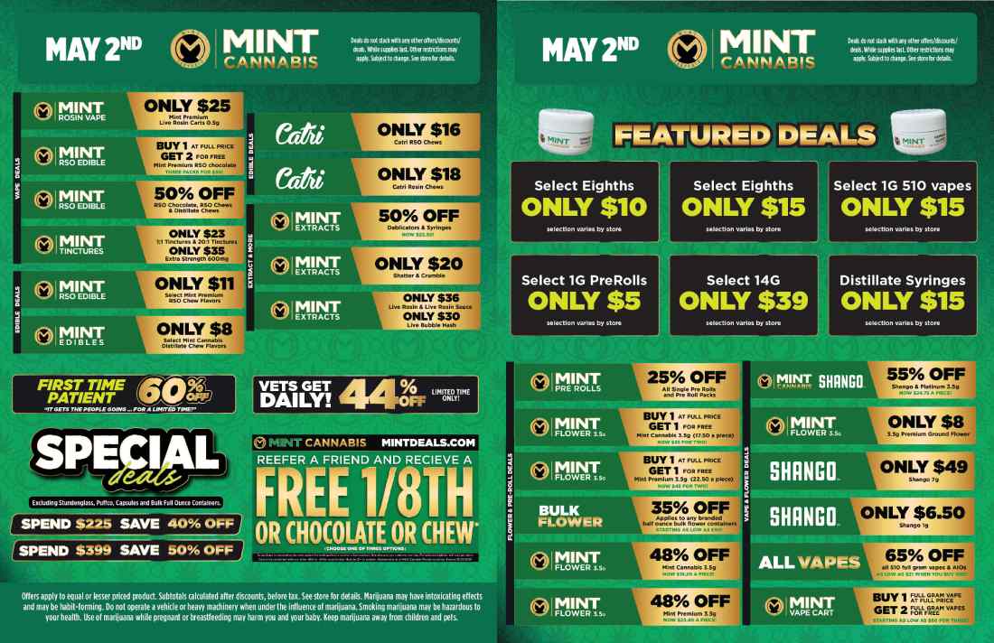 May 2nd Deals: BOGO, Percentage Off & Special Pricing - Cannabis deal image