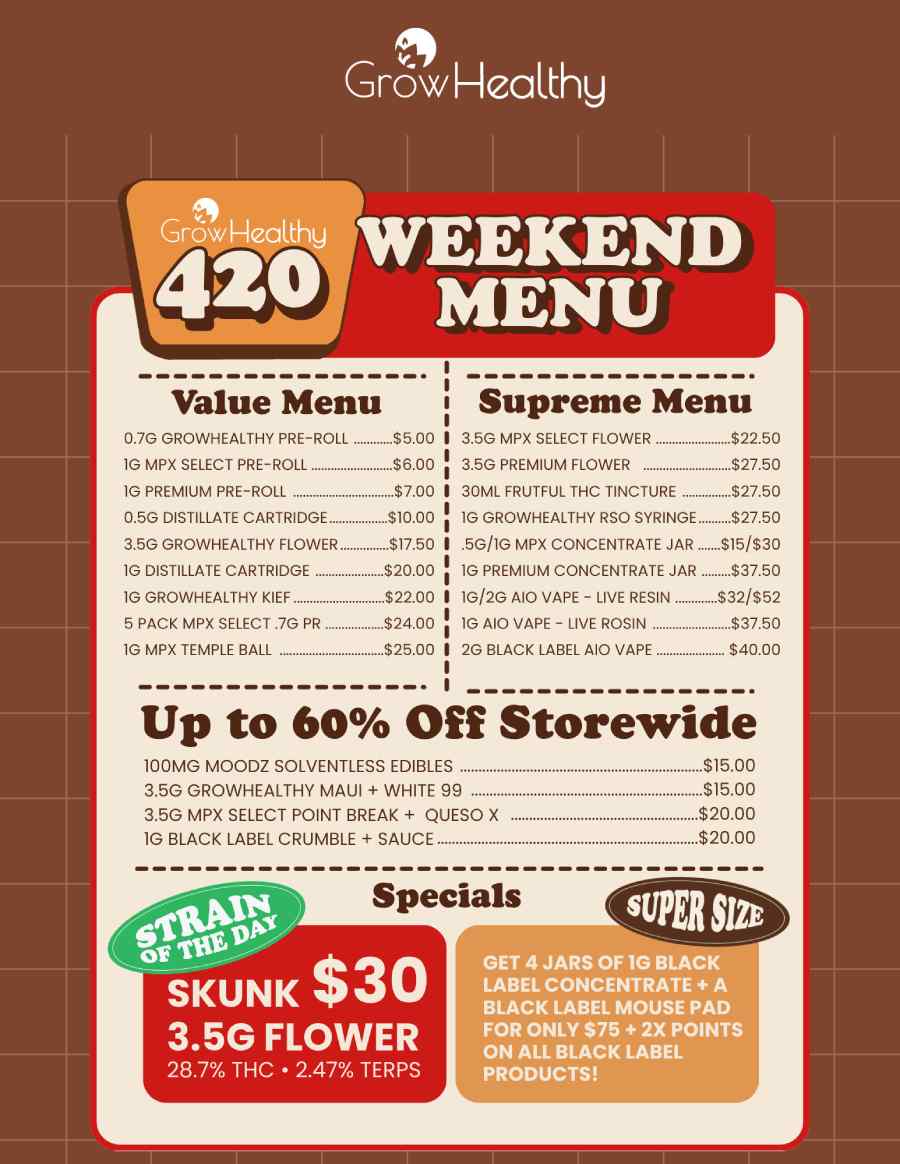 Weekend Menu Specials & Storewide Discounts - Cannabis deal image