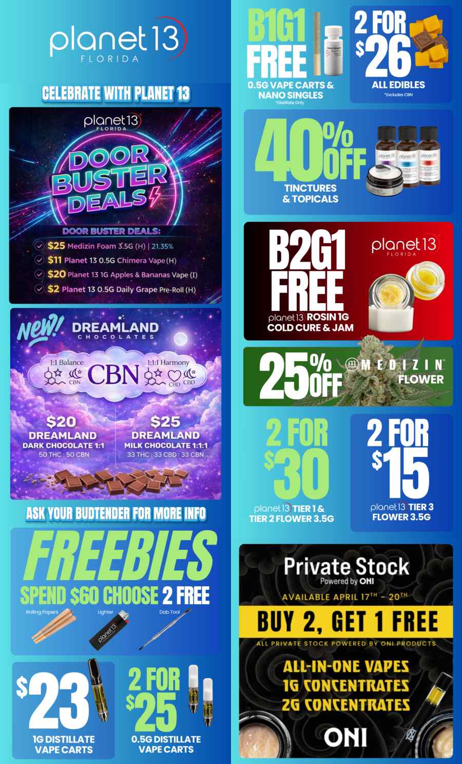 BOGO Free, 40% Off, & Tiered Flower Deals - Cannabis deal image